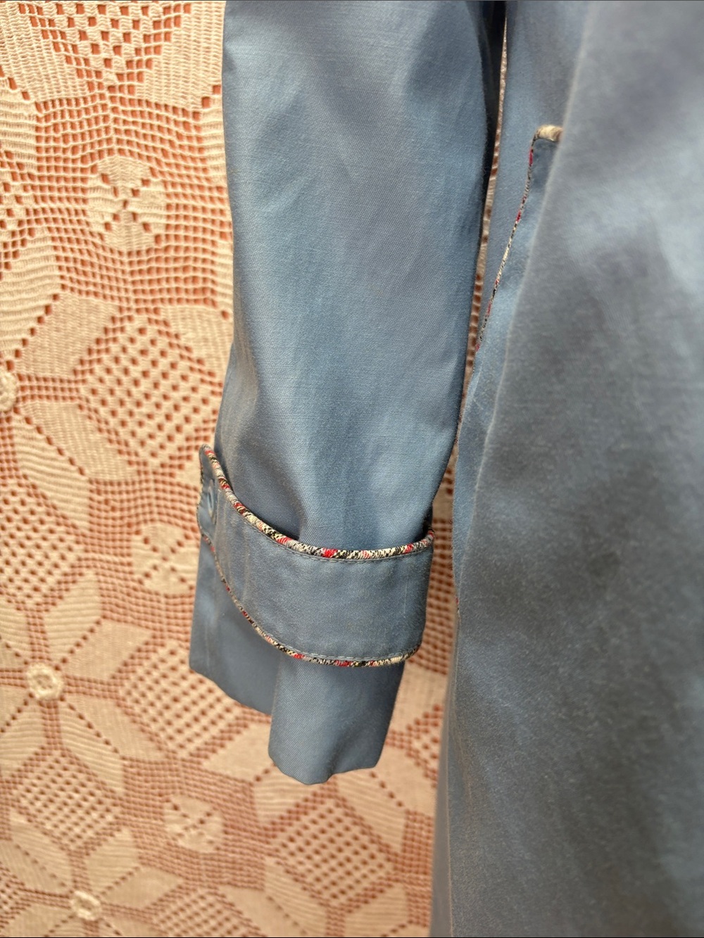 1970’s Vintage Sears 7/16 Boutique Blue Hooded Coat Sz Sm - Picture 6 of 14
